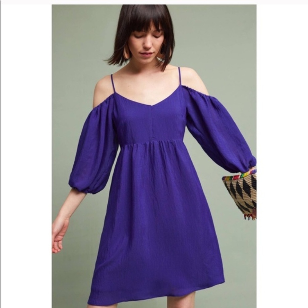 Anthropologie Carina Open-Shoulder Dress in Blue